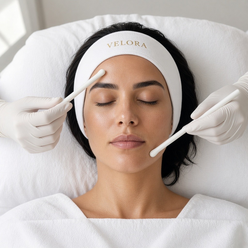 Microcurrent wands used along the jaw during a Danucera facial